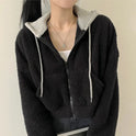 Warm Leisure Sports Loose Lamb Fur Hooded Pocket Small Plush Coat