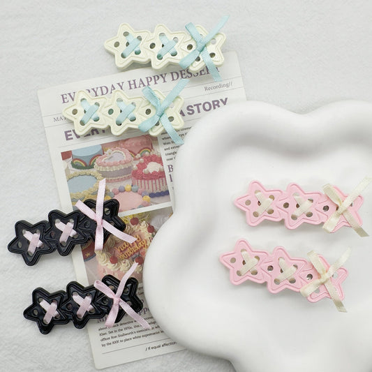 Sweet Cool Hot Girl Style Star Hairpin Sweet Ribbon Duckbill Clip Ins