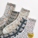 Korean Version Small Fragrant Wind Wrinkle Small Flower Pile Socks