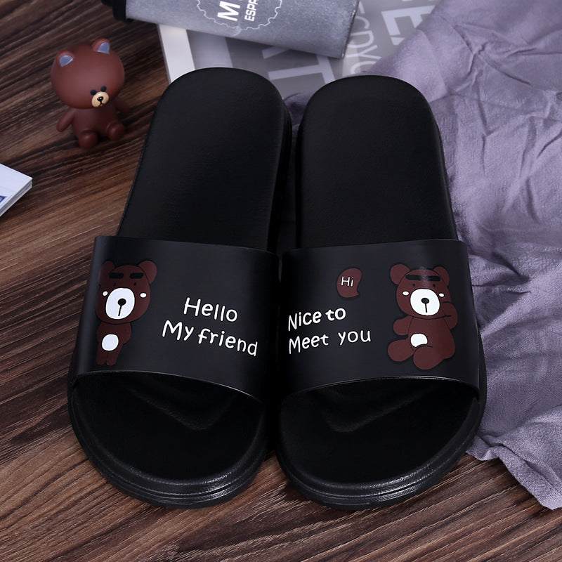 Cartoon Bear Soft Bottom Soft Lightweight Couple Slippers Summer