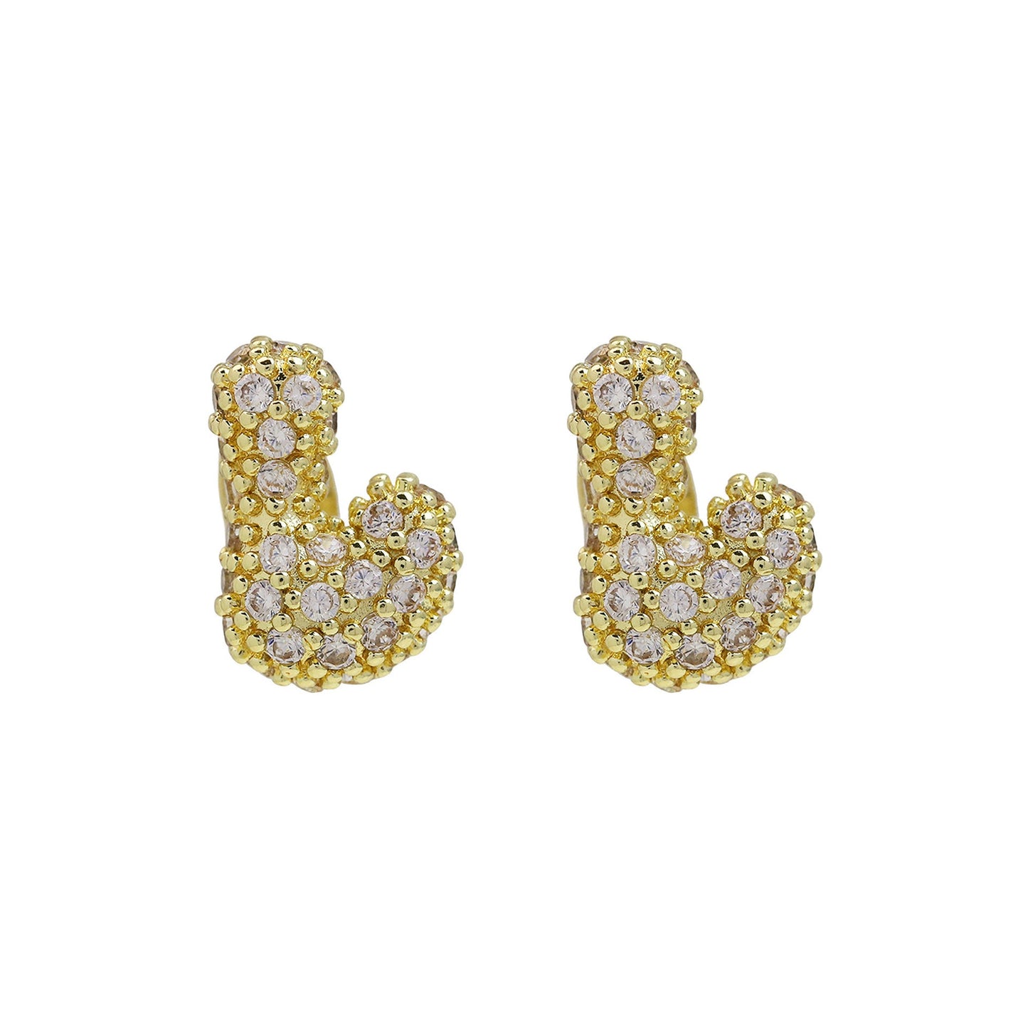 18K Brass Balloon Bubble Zircon Small Size Stud Earrings