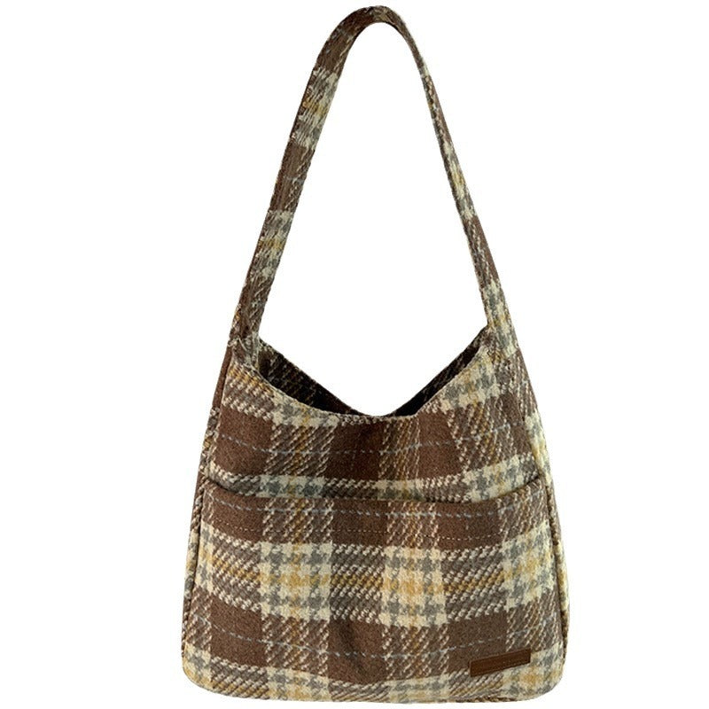 Plaid Retro College Shoulder Bag