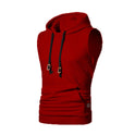 Men's Jacquard Sleeveless Solid Color Knitted Hoodie