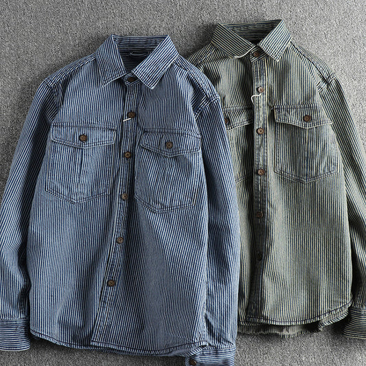 Washed Vintage Denim Shirt For Men