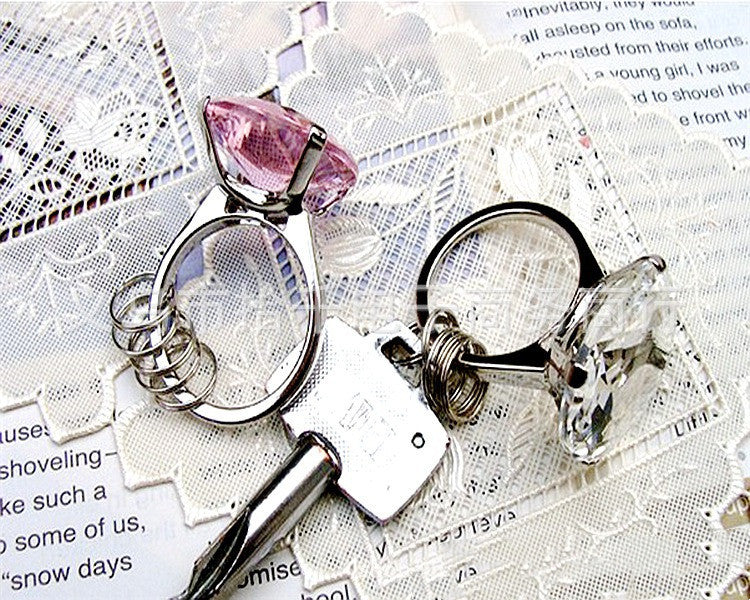 Creative Crystal Pendant Keychain European Wedding Reward Small Gift Valentine's Day Gift Diamond Ring Keychain