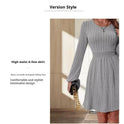 Waist-tight A- Line Medium Length Female Dress