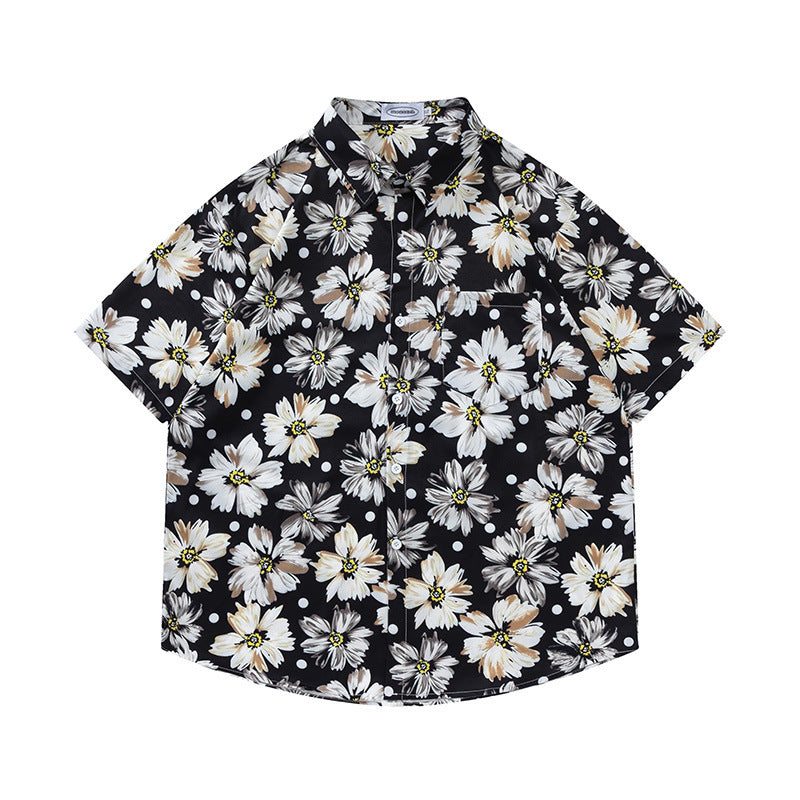 Retro Printed Shirt Short Sleeve Loose Design