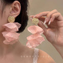 Retro Chiffon Petal Fringed Earrings