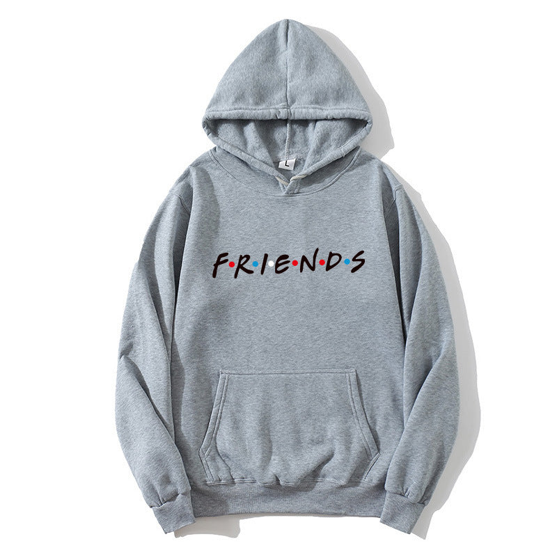 Women's Letter Friend Print Long Sleeve Hooded Sweatshirt