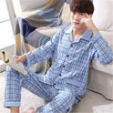 Men's Autumn And Winter Cotton Long-sleeved Trousers Thin Pajamas Loose Home Wear Suit Men