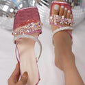 Fashion Rhinestone Crystal Clear Heel High Heel Slippers