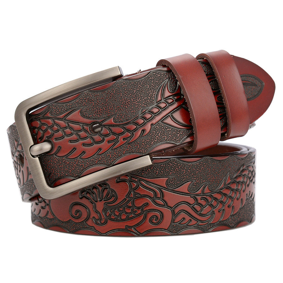 Carved Craft Men's Belt Fashion Cattlehide Leather Pant Belt