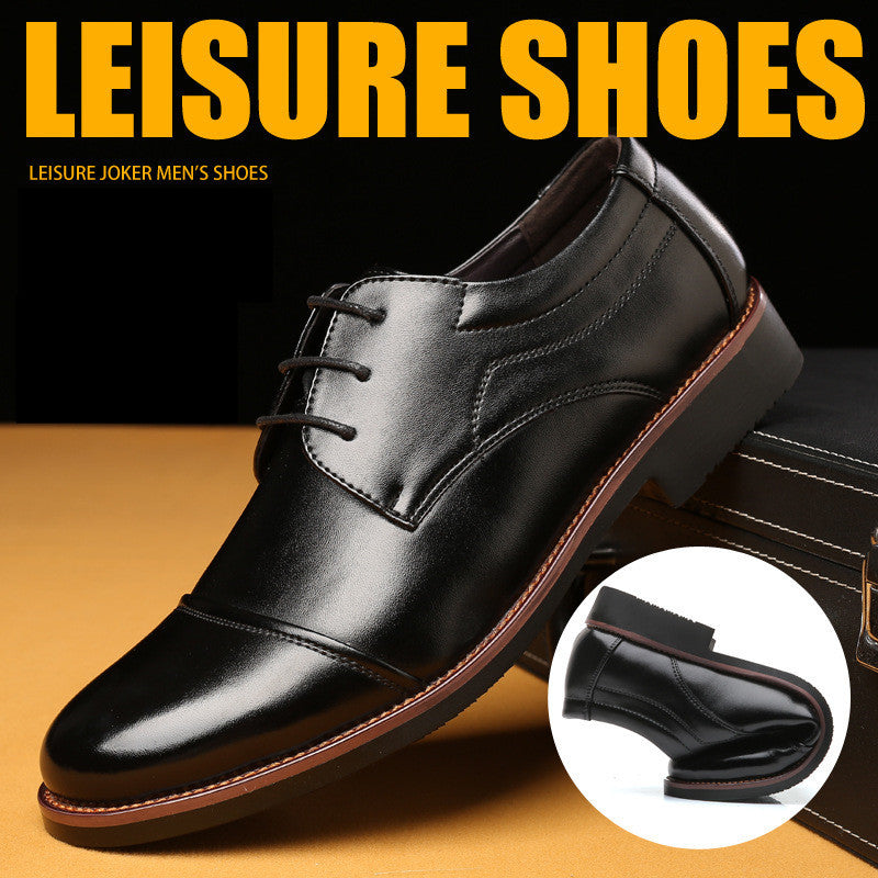 Men's Leather Shoes Plus Size Business Casual Laces