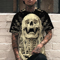 Men's Round Neck Pullover Short Sleeve Personalized Patterns Skull Top