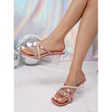 Fashion Rhinestone Crystal Clear Heel High Heel Slippers