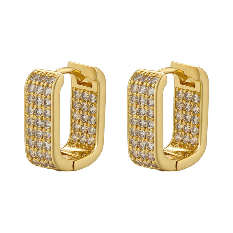 Light Luxury Micro Inlaid Zircon Full Diamond Earrings