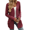 Solid Color Pocket Long Sleeve Bottoming Cardigan Knitwear