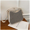 Fashion Leather Women's Check Crossbody Bag