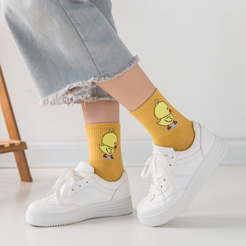 Women's Mid Tube Printed Cotton Long Socks