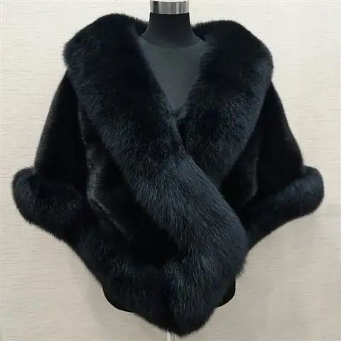 Imitated Mink Fox Fur Cape Coat Plus-sized Dress Shawl