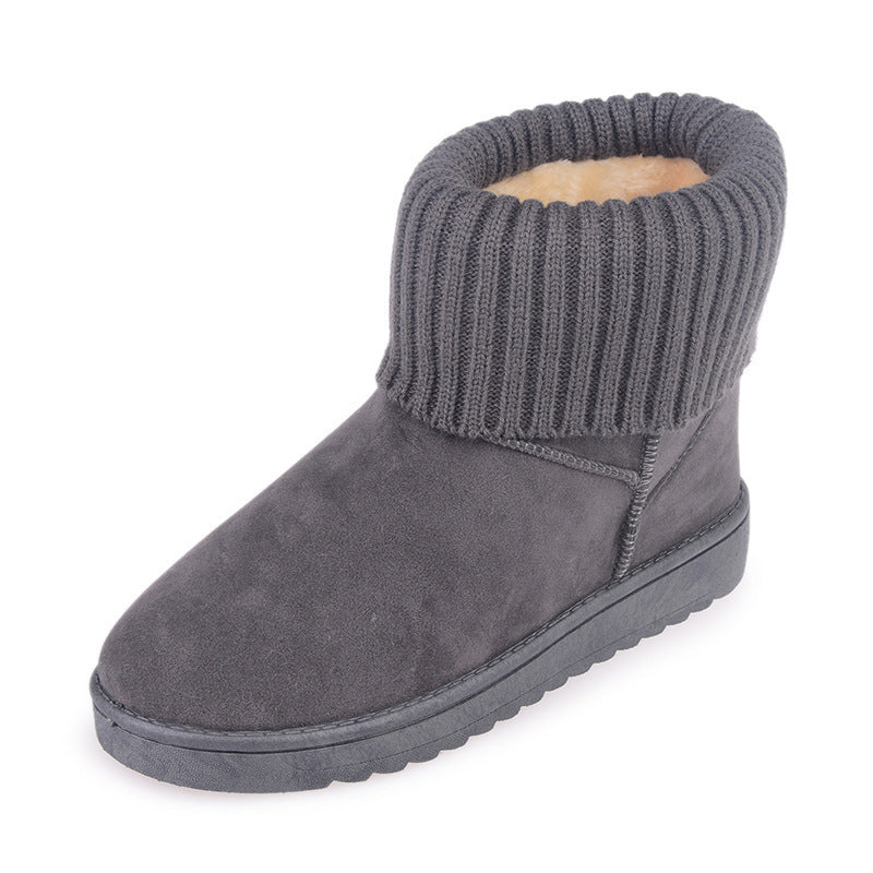 Flanging wool flat bottomed cotton boots student shoes