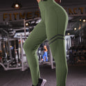 High waist solid color cross-border striped stretch yoga pants fitness bottoming nine points trousers