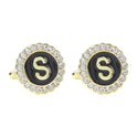 Round Diamond French Cufflinks Men's 26 Letters