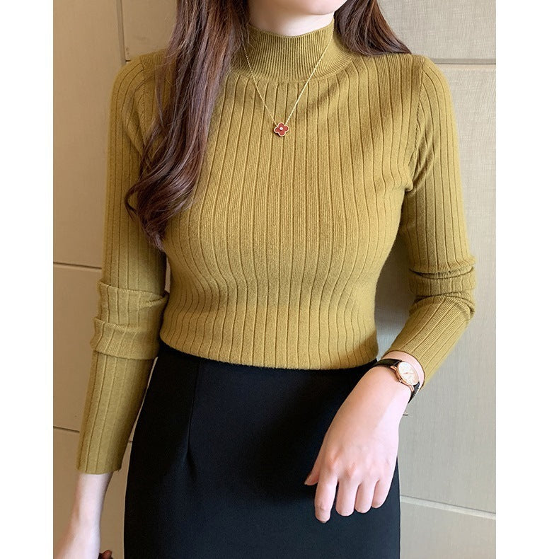 Half Turtleneck Bottoming Shirt Women's Long-sleeved Sweater Top