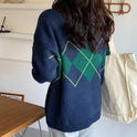 Women's Korean-style Casual Rhombus Loose Pullover Sweater