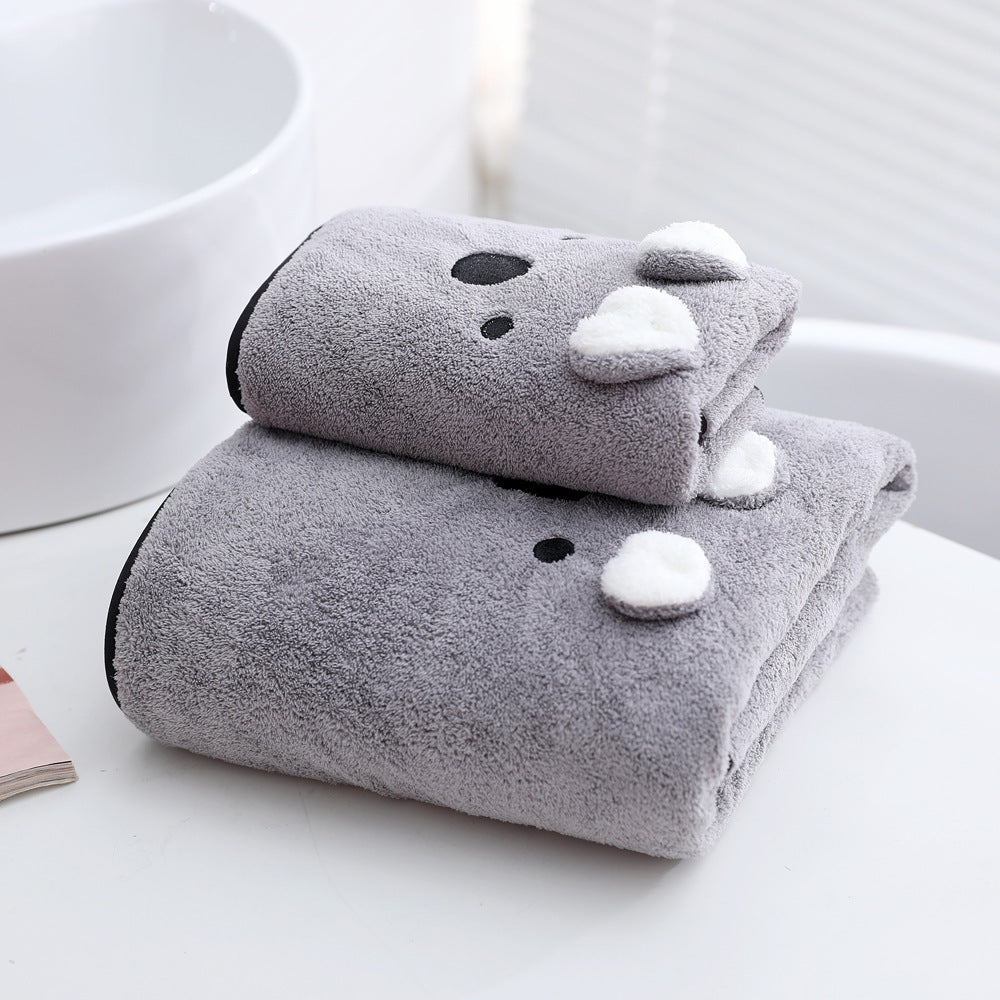 Coral Velvet Bath Towel Two-piece Towel Rabbit Ears Koala Bear Gift Box