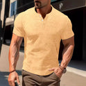 Men's Solid Color Casual Fashion Short Sleeved Shirt