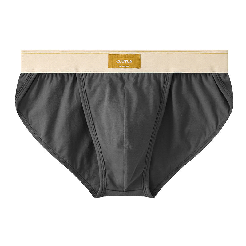 Loose Men's Solid Color Cotton Briefs