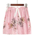 Plus Size Home Printed Bow Cotton Silk Shorts