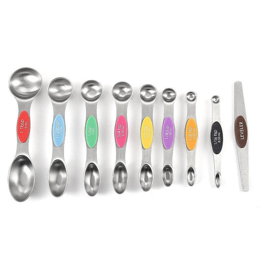 9-piece Set Of Stainless Steel Double Headed Measuring Spoons