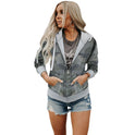 European And American Long Sleeve Printed Camouflage Hooded Zip Jacket