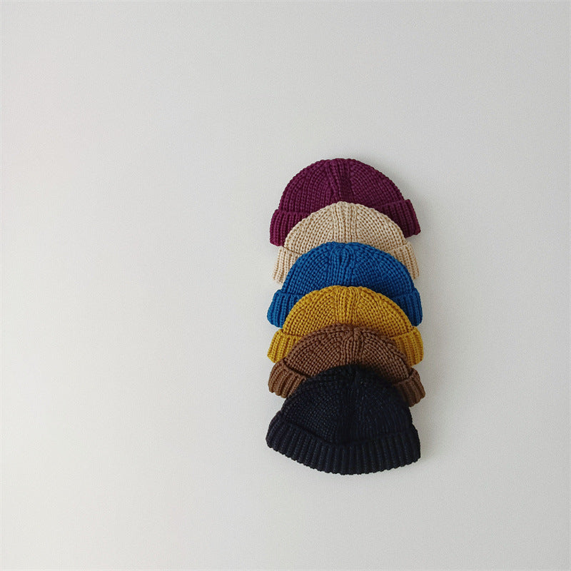 Solid Color Curling Baby Knitted Sleeve Cap