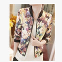 Jacket Trendy Wild Floral Zipper Stand Collar Long Sleeve Short Jacket Women