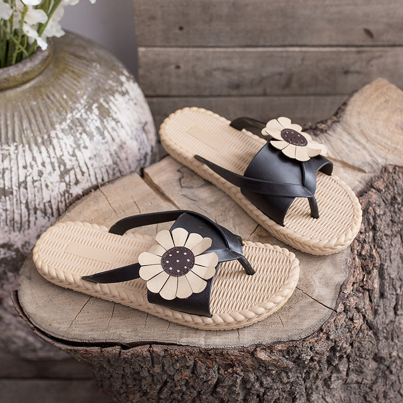 Spring And Summer Flower Flip-flops Women's Outer Wear Fashion Non-slip