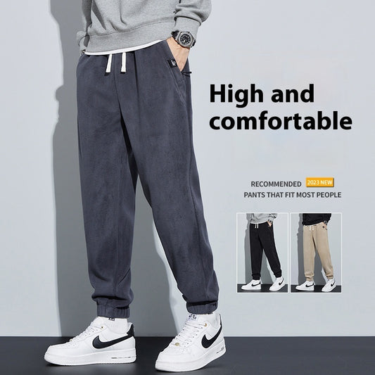 Thickened Outer Wear Loose Double-sided Velvet Ankle-tied Sports Pants For Men