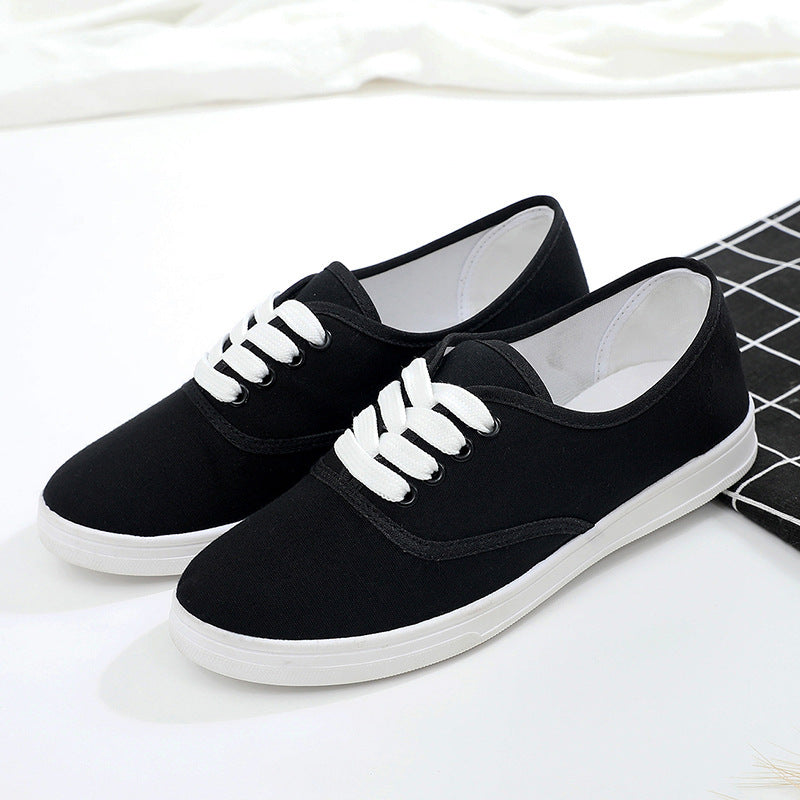 Lace-up canvas shoes wild Korean white student shoes