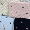 Cute Rhombus Embroidered Bow Notebook Storage Bag