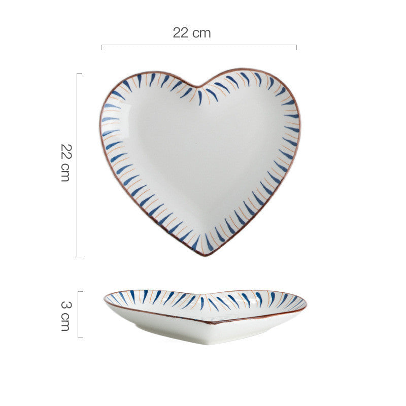 Hand Painted Bakeware Heart Shaped Plate Square Dumpling Plate