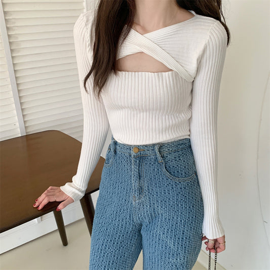 Women's Hollow-out Long-sleeved Knitted Sweater