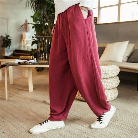 Chinese style large fat wide leg pants