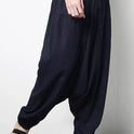 Men's cotton and linen loose casual low-end baggy pants