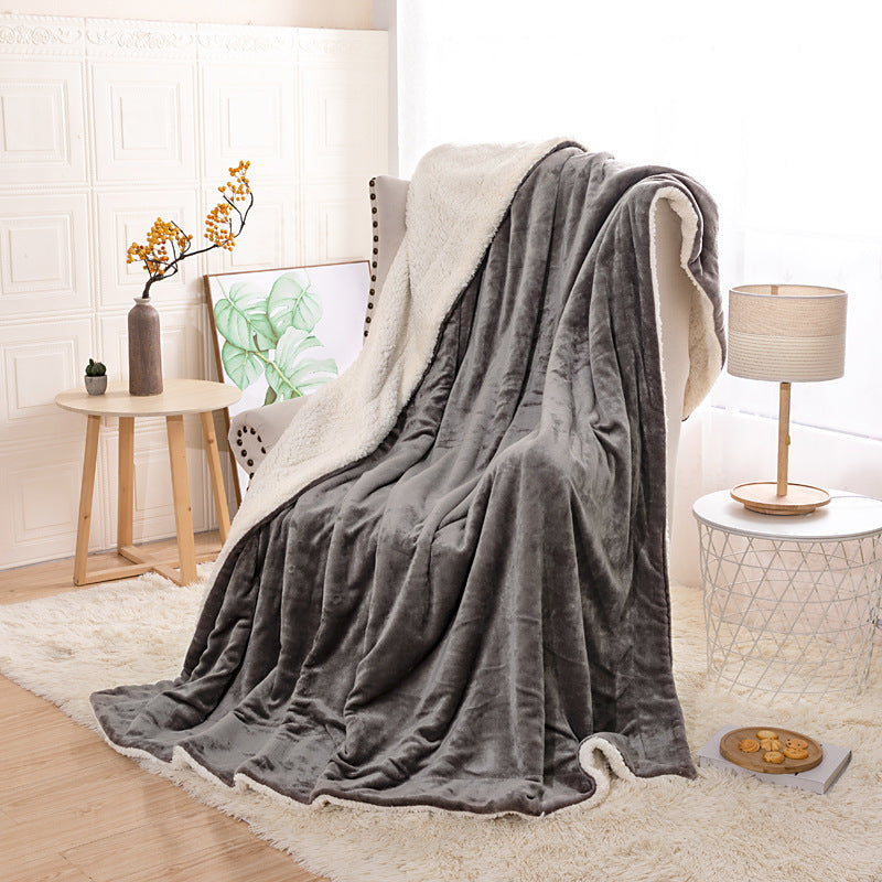 Sherpa Lambswool Thickened Double Layer Flannel Blanket