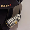 Women's Houndstooth One Shoulder Underarm Baguette Bag