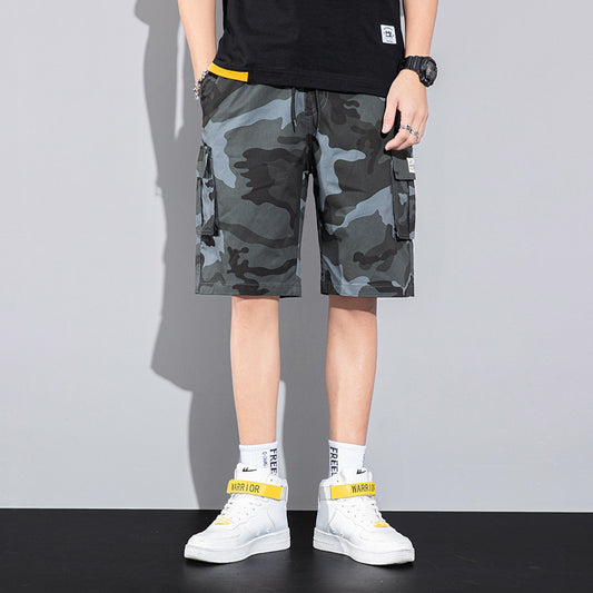 Summer New Style Overalls Shorts Men's Trendy Brand Loose Five-point Pants