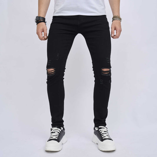 Men's Ripped Slim Fit Skinny Elastic Jeans