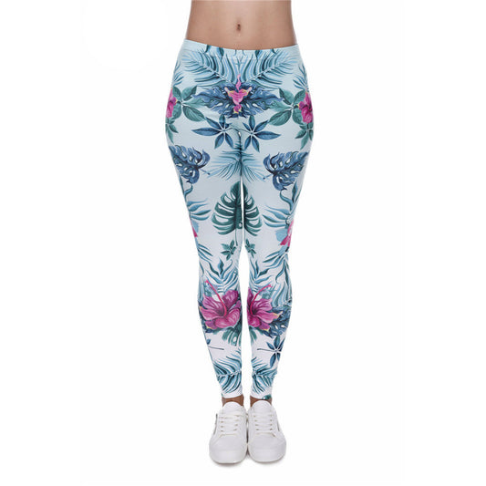 Tortoise back leaf floral cropped pants